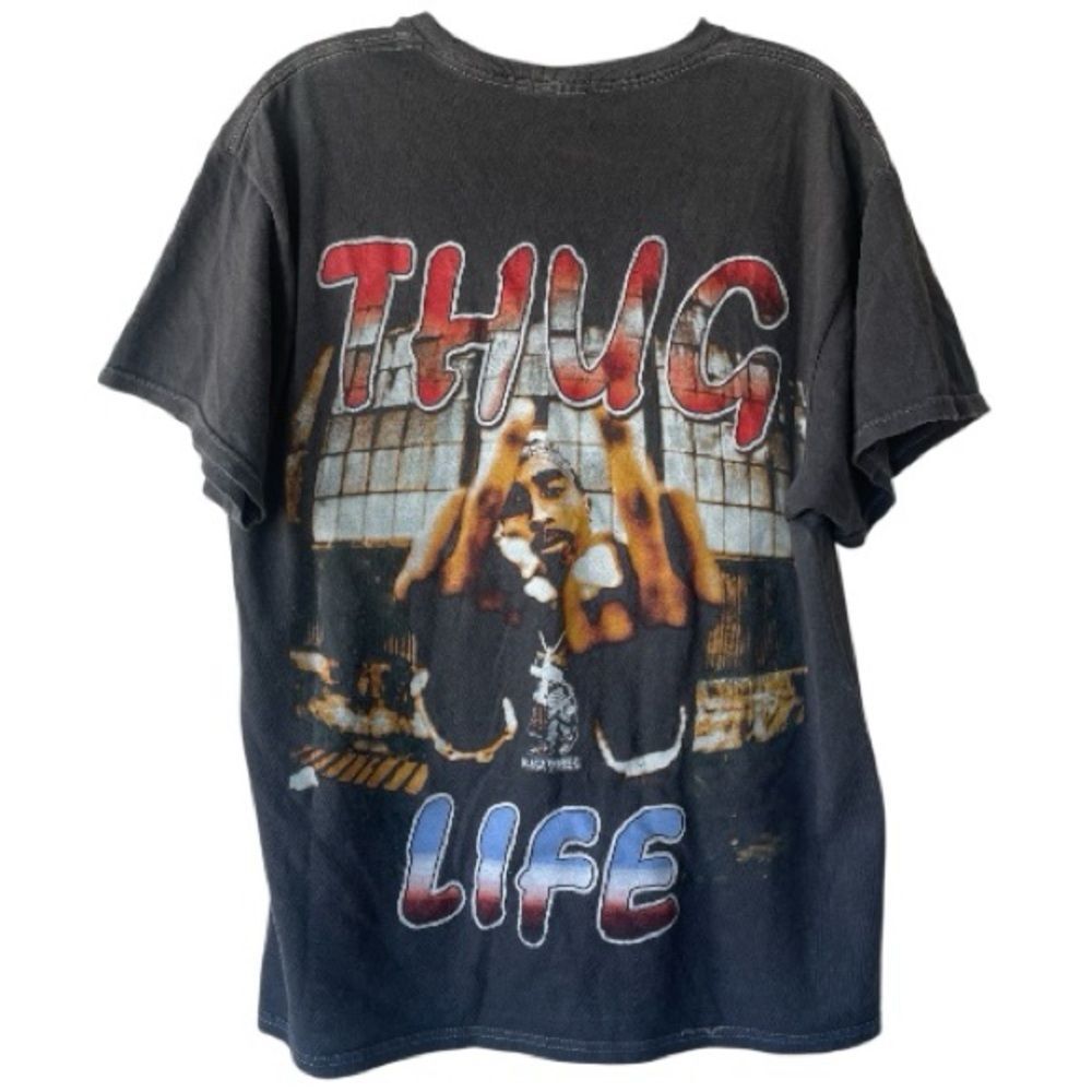 Tupac Shakur 2Pac Graphic T-Shirt Medium M Double Sided Thug Life Vintage‎ Wash